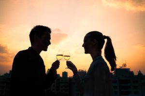 Dating After Divorce Image of two people on a first date at sunset